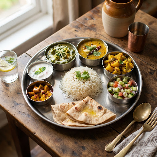 Classic North Indian vegetarian thali